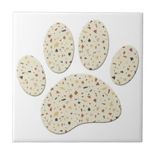 Terrazzo Hond Pawprint Patroon Kunst Tegeltje