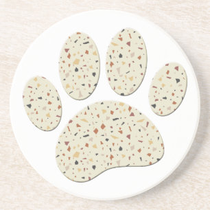Terrazzo Hond Pawprint Patroon Kunst Zandsteen Onderzetter