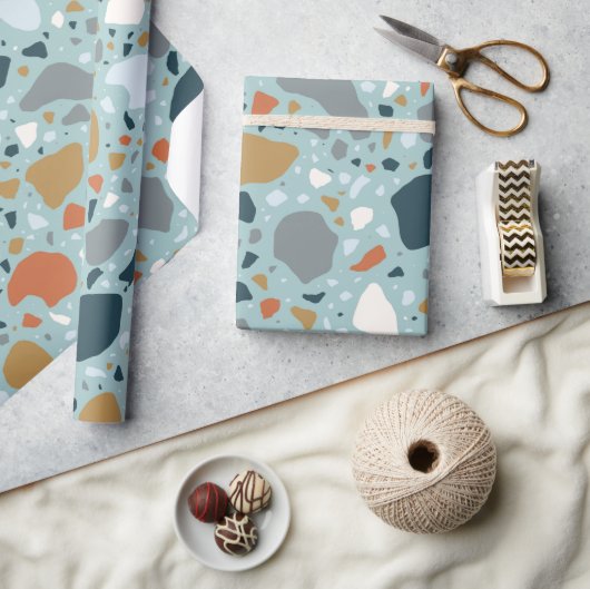 Terrazzo in blauw cadeaupapier (Crafts)