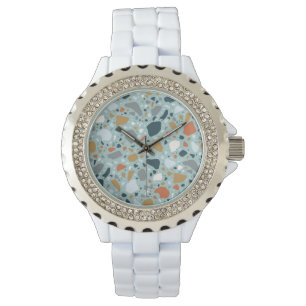Terrazzo in blauw horloge