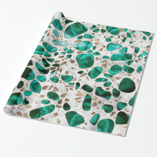 Terrazzo - Malachite en goud op marmer #1 Cadeaupapier