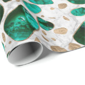 Terrazzo - Malachite en goud op marmer #1 Cadeaupapier (Rol Hoek)