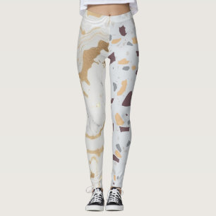 Terrazzo Marmer Paarse Gouden Schattigee Leggins Leggings
