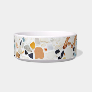 Terrazzo Marmer Pastel Patroon Keramische Hondenba Voerbakje