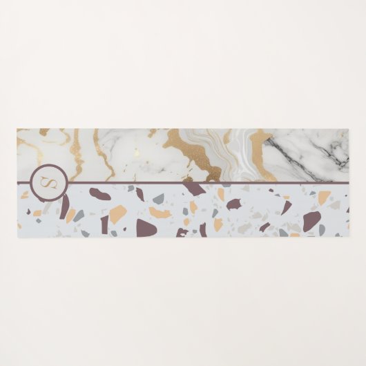 Terrazzo Marmeren Patroon Aangepaste Initialen Yogamat (Achterkant (horizontaal))