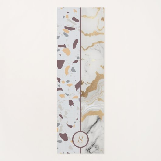 Terrazzo Marmeren Patroon Aangepaste Initialen Yogamat (Voorkant)