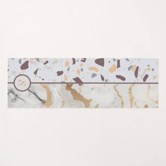 Terrazzo Marmeren Patroon Aangepaste Initialen Yogamat (Voorkant (horizontaal))