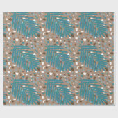 Terrazzo met Palm Leaves, beachy, seback, blauwgro Cadeaupapier (Vlak)