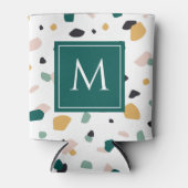 Terrazzo Monogram Green Oranje Pink Black Pattern Blikjeskoeler (Voorkant)