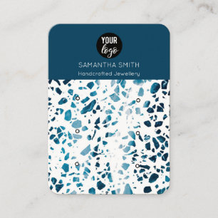 Terrazzo Mosaic Blue 3 Stud Earning Display Card Visitekaartje