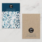 Terrazzo Mosaic Blue 3 Stud Earning Display Card Visitekaartje (Voorkant / Achterkant)