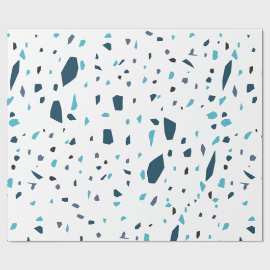Terrazzo Mosaic Blue Cadeaupapier (Vlak)