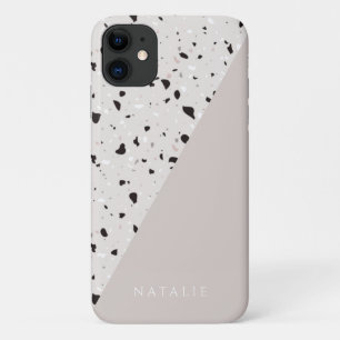 Terrazzo natuur, pastelneotrale kleur, douanenaam iPhone 11 hoesje