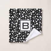 Terrazzo noir blanc motif monogramme initial (Gant de toilette)