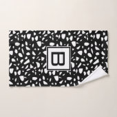 Terrazzo noir blanc motif monogramme initial (Serviette à main)