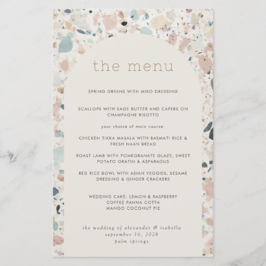 Terrazzo Pastel Motif Arch Mariage Menu  (Devant)