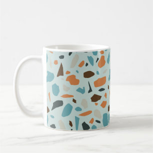 Terrazzo patroon blauw koffiemok