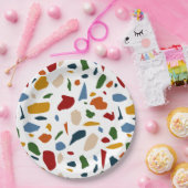 Terrazzo patroon kleurrijk papieren bordje (Feest)