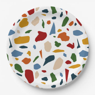 Terrazzo patroon kleurrijk papieren bordje