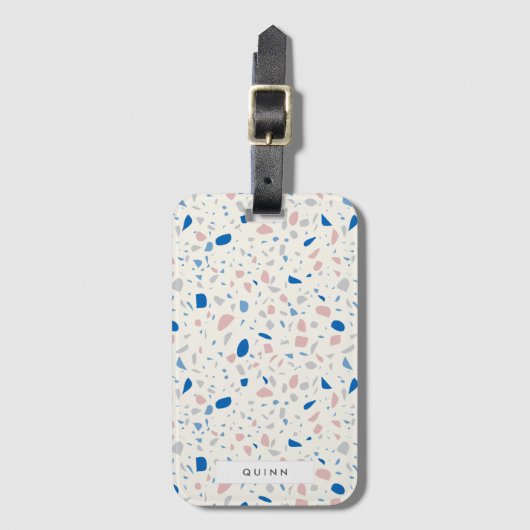 Terrazzo Patroon Neutraal Natuurlijk Elegant Bagagelabel (Voorkant (verticaal))