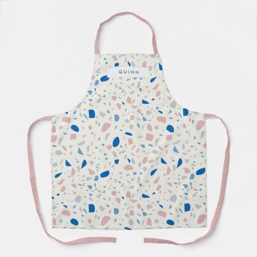 Terrazzo Patroon Neutraal Natuurlijk Elegant Schort (Voorkant)