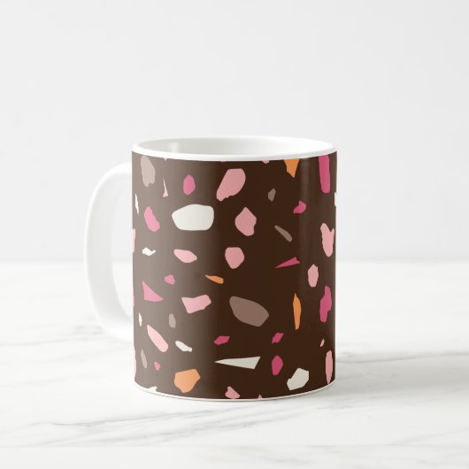 Terrazzo Pattern Boho Brown Koffiemok (Voorkant links)
