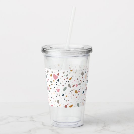 Terrazzo Pattern Pink Apple Teacher Acryl Drinkbeker (Achterkant)