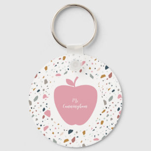 Terrazzo Pattern Pink Apple Teacher Sleutelhanger