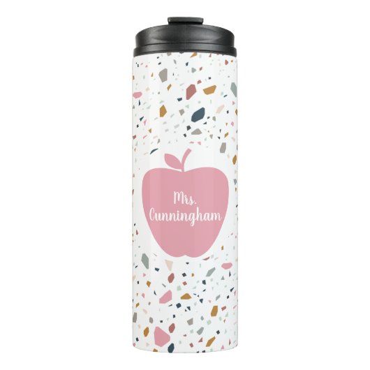 Terrazzo Pattern Pink Apple Teacher Thermosbeker (Voorkant)
