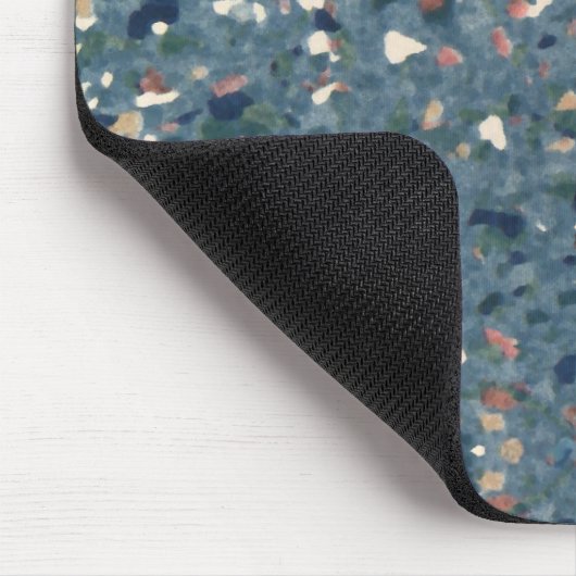 Terrazzo Retro Pattern - Blue Terra Cotta Muismat (Hoek)