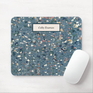 Terrazzo Retro Pattern - Blue Terra Cotta Muismat