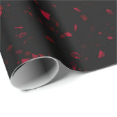 Terrazzo Retro Red Black Elegant  Pattern Cadeaupapier (Rol Hoek)