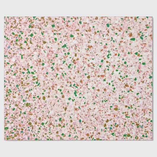 Terrazzo Retro Roze Groen Patroonontwerp Cadeaupapier (Vlak)