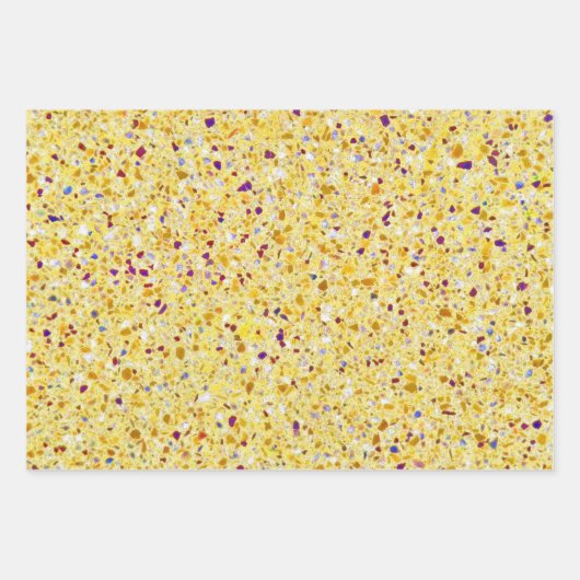 Terrazzo Retro Yellow Gold Paars  Pattern Inpakpapier Vel (Voorkant 2)