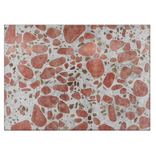 Terrazzo - Roos kwarts en goud op marmer #1 Snijplank