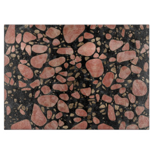Terrazzo - Roos kwarts en goud op marmer #2 Snijplank