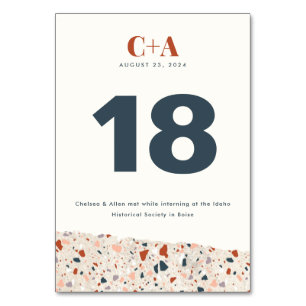 Terrazzo Slab Bruiloft Dubbelzijdig Kaart