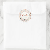 Terrazzo Slab Bruiloft Monogram en Datum Ronde Sticker (Tas)