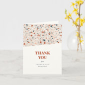 Terrazzo Slab Modern Wedding Hartelijk dank Kaart (Gele Bloem)