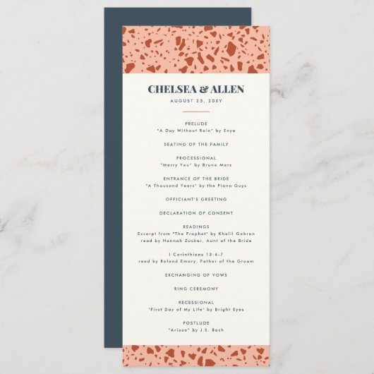 Terrazzo Slab Skinny Programme de mariage vertical (Devant / Derrière)