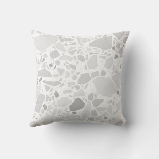 Terrazzo Stone Print Pattern Light Grey Kussen (Achterkant)