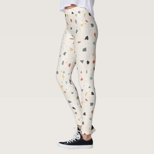 Terrazzo Tegel Confetti Modern Style Earth Tones Leggings (Links)