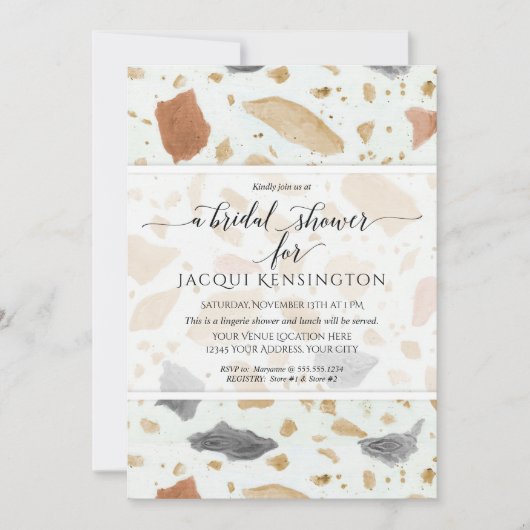 Terrazzo Terra-cotta Modern Earth Bruids Show Kaart (Voorkant)