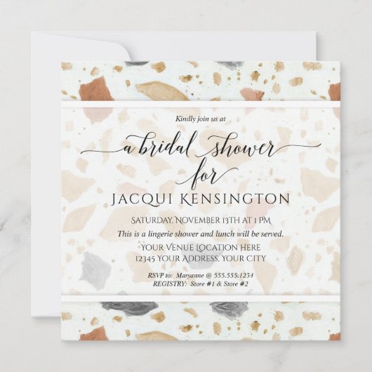 Terrazzo Terra-cotta Modern Square Vrijgezellenfee Kaart (Voorkant)