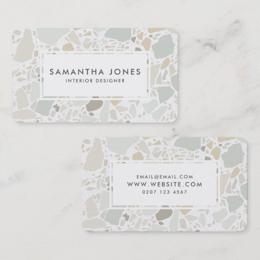 Terrazzo Texture Simple Modern Interior Designer Visitekaartje (Voorkant / Achterkant)