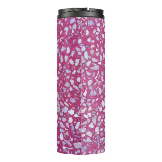 Terrazzo textuur: roze witte elegantie. thermosbeker (Achterkant)