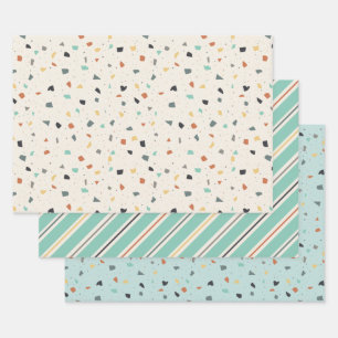 Terrazzo Tile Confetti Modern Style Earth Tones Inpakpapier Vel