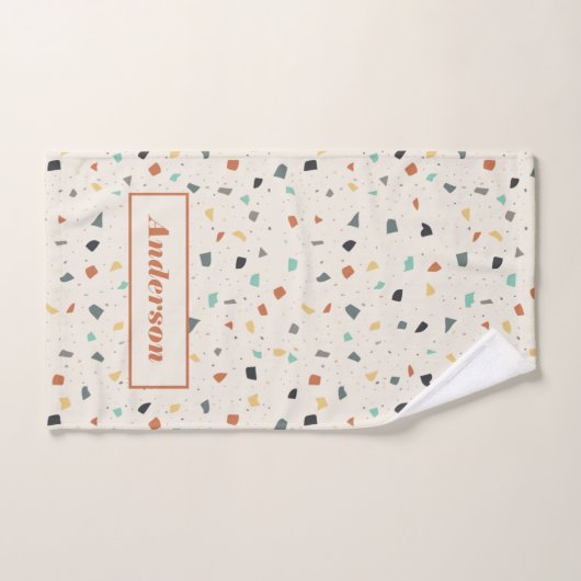 Terrazzo Tile Confetti Modern Style, gepersonalise Handdoek (Handdoek)
