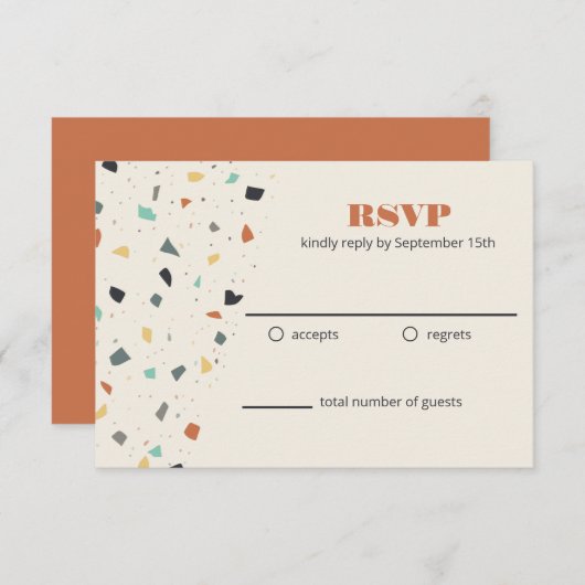 Terrazzo Tile Confetti Style moderne RSVP (Devant / Derrière)