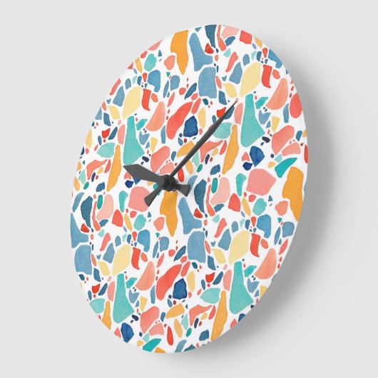 Terrazzo Waterverf: kleurrijk naadloos patroon. Grote Klok (Hoek)
